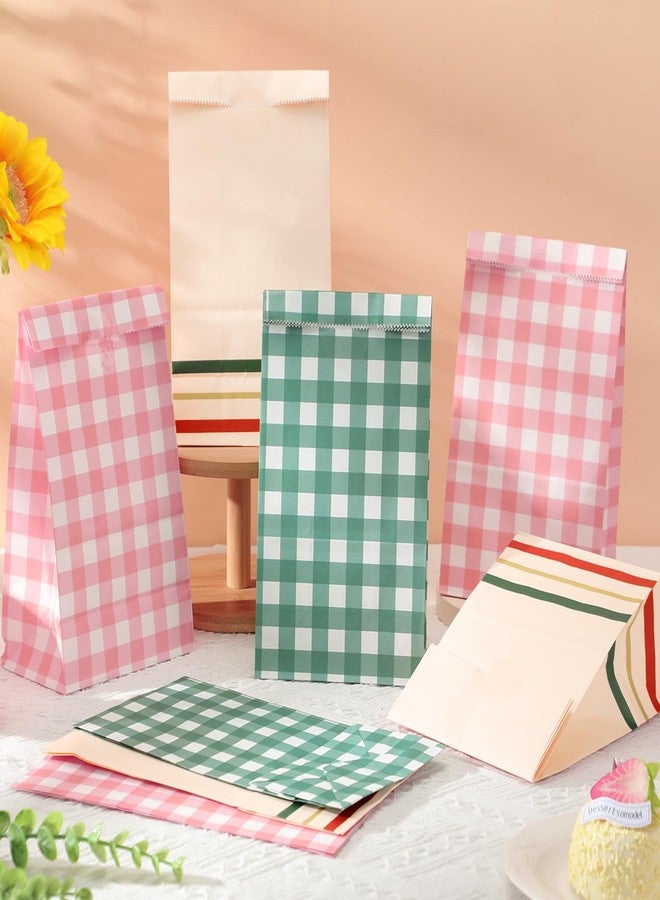 Kolldenn 36 Pcs Gingham Gift Bags Gingham Camp Paper Bag Pink Green Plaid Checkered Goodie Bags for Camp Bachelorette Baby Shower Wedding Birthday Party Favor Supplies - Image 5